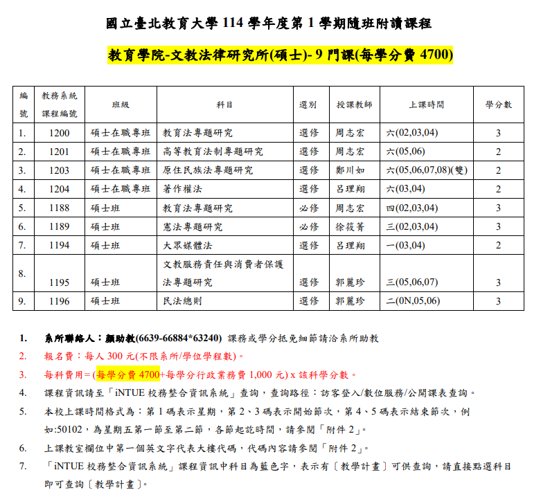 114-1文法所隨班附讀課程