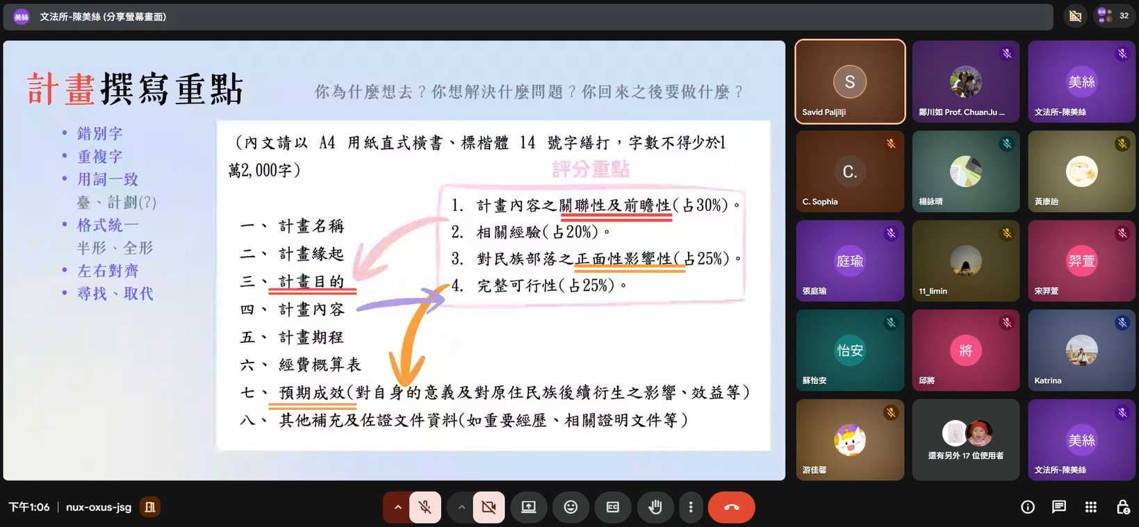 活動照片-5-主講人說明如何撰寫「原夢計畫」計畫書